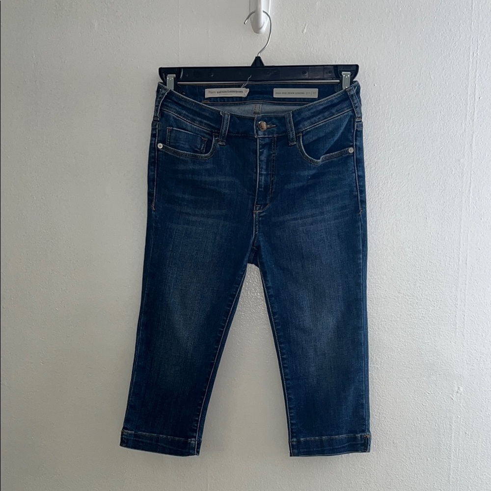ANTHROPOLOGIE Pilcro Dark Blue Cropped Denim Capri‎ Jeans S 27